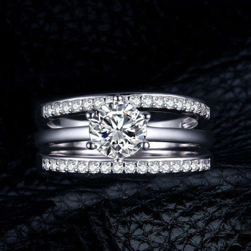 Gorgeous 1.5ct Cubic Zirconia Wedding Ring Sets 925 Solid Sterling Silver - Sz 6