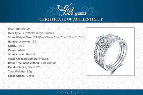 Gorgeous 1.5ct Cubic Zirconia Wedding Ring Sets 925 Solid Sterling Silver - Sz 6