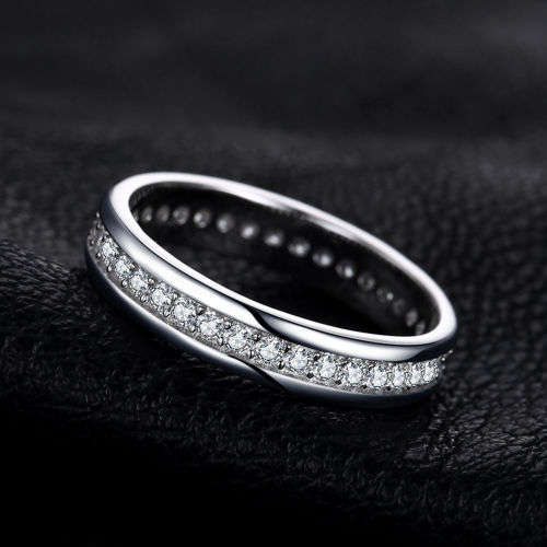 925 Solid Sterling  Cubic Zirconia Channel Wedding Ring  - Ring Size 6