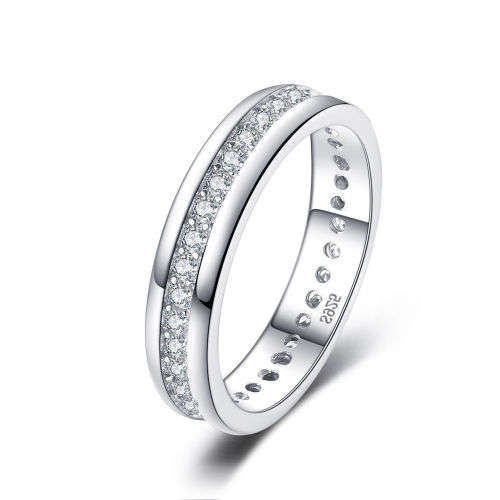925 Solid Sterling  Cubic Zirconia Channel Wedding Ring  - Ring Size 6