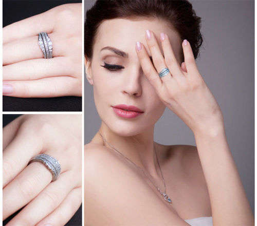 GENUINE 925 Solid Sterling 0.7ct Cubic Zirconia Wedding Ring Bridal Sets  - Size 7