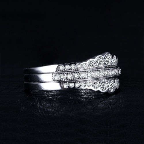 GENUINE 925 Solid Sterling 0.7ct Cubic Zirconia Wedding Ring Bridal Sets  - Size 7