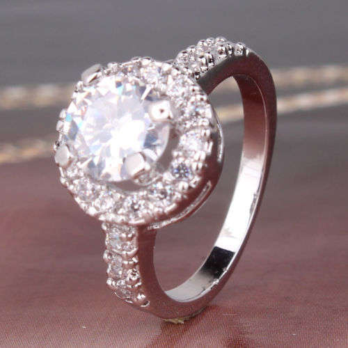 Sparkling Cushion Princess Cut - 18k white gold filled engagement Ring Sz 9