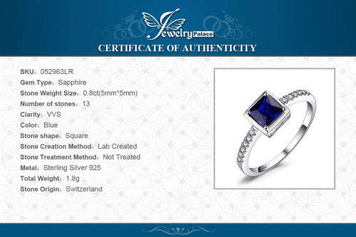 Genuine 925 Solid Sterling Silver 0.9ct Created Blue Sapphire Solitaire Ring - Size 8