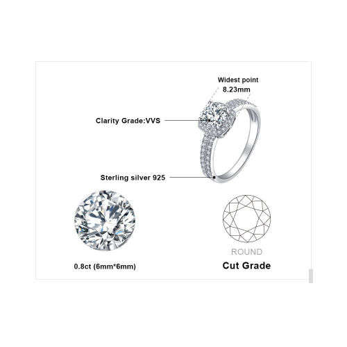 925 Solid Sterling Silver 1.1ct Round Cubic Zirconia Promise Ring - Size 9