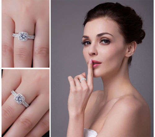 925 Solid Sterling Silver 1.1ct Round Cubic Zirconia Promise Ring - Size 9
