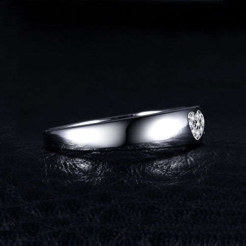 925 Solid Sterling Silver Love Cubic Zirconia Wedding Band Ring - Size 6