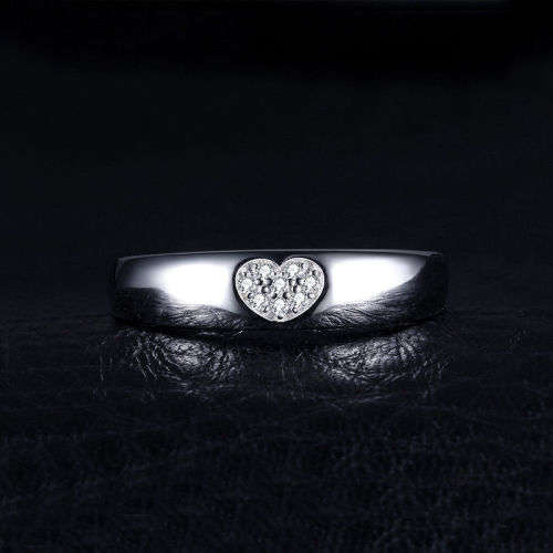 925 Solid Sterling Silver Love Cubic Zirconia Wedding Band Ring - Size 6