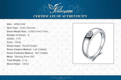 925 Solid Sterling Silver Love Cubic Zirconia Wedding Band Ring - Size 6