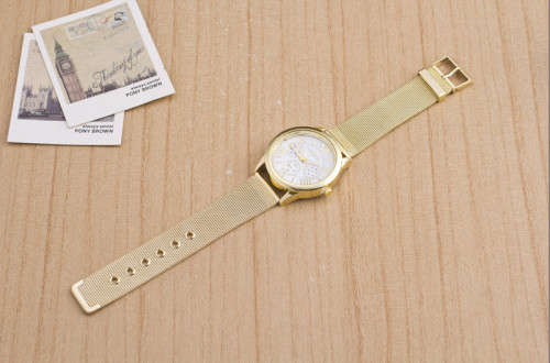 Womens Classic Gold Roman Numerals Quartz Stainless Steel Wrist Watch