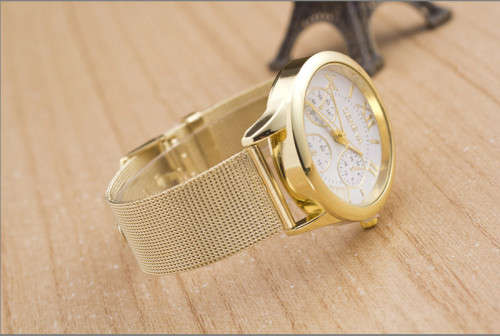 Womens Classic Gold Roman Numerals Quartz Stainless Steel Wrist Watch
