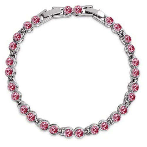 Swarovski Crystal Rhinestone PINK Amethyst Tennis Bracelet(Extended Clasp)