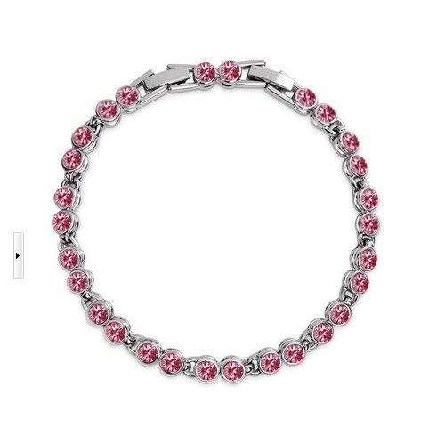 Swarovski Crystal Rhinestone PINK Amethyst Tennis Bracelet(Extended Clasp)