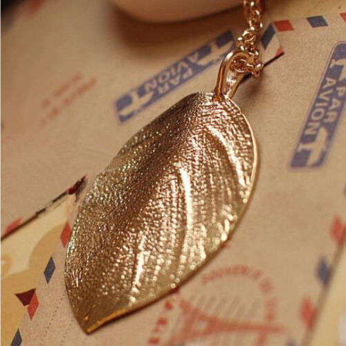 Leaf Pendant Leaves Charm Gold Long Necklace