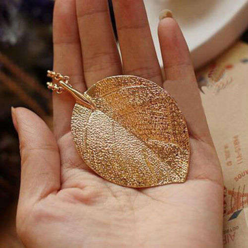 Leaf Pendant Leaves Charm Gold Long Necklace