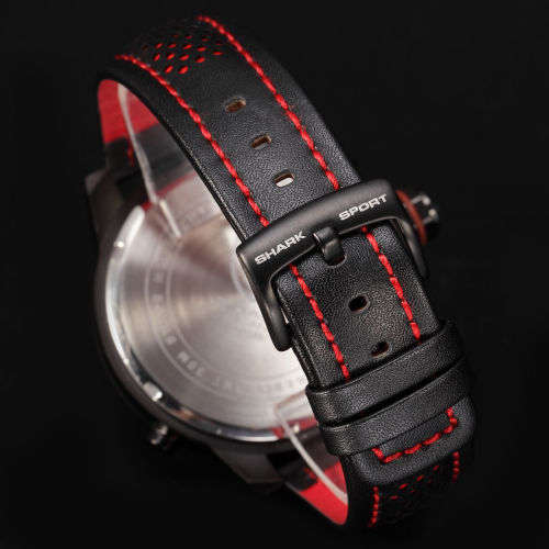 SHARK LED Date Black Red Quartz Stainless Steel, All the Dials moves, they are not decoration Ref53