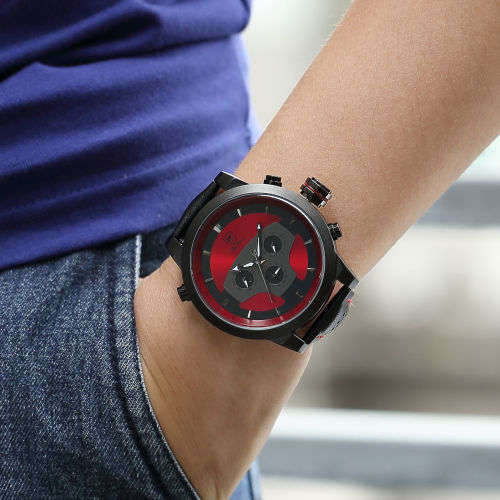SHARK LED Date Black Red Quartz Stainless Steel, All the Dials moves, they are not decoration Ref53