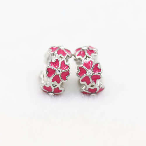 2pcs Rose Flowers Paint Charm Big Hole Bead Fit European Charm Bracelet