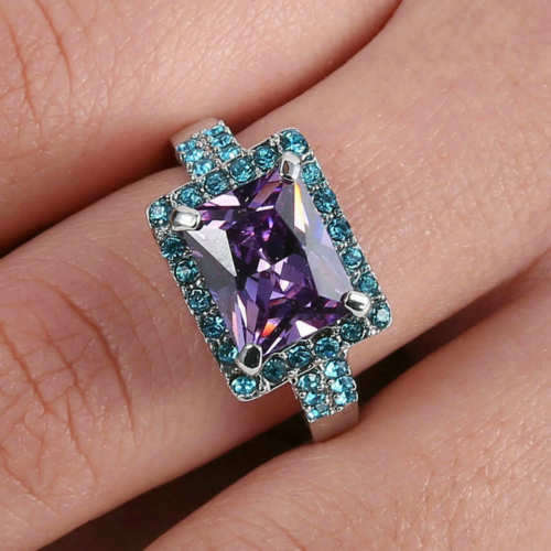 Sapphire Rings 10KT Black Gold Filled Engagement Size 8