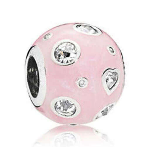 1pcs European Crystal Pink Round Silver bead Suit bracelet