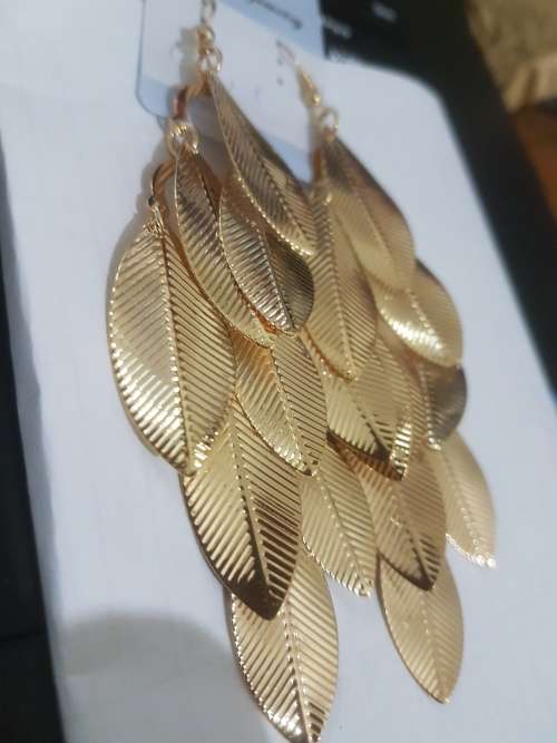 Fashion Earrings Hollow Metal Leaves Leaf Long Dangle