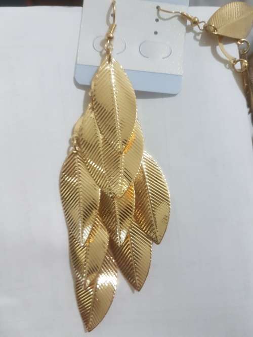 Fashion Earrings Hollow Metal Leaves Leaf Long Dangle