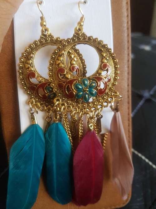 Fashion Bohemian Feather Tassel Dangle Earrings