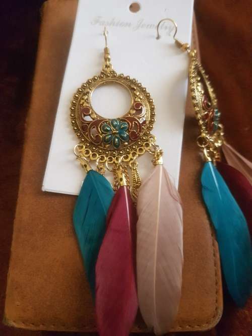Fashion Bohemian Feather Tassel Dangle Earrings
