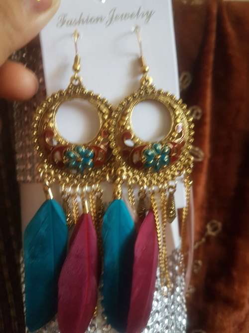 Fashion Bohemian Feather Tassel Dangle Earrings