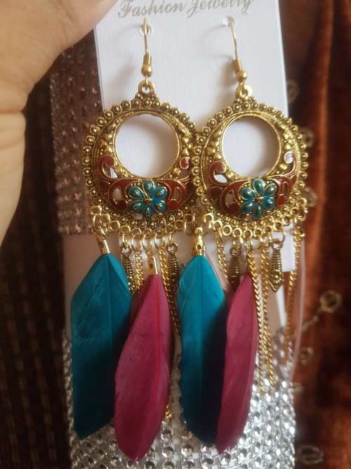 Fashion Bohemian Feather Tassel Dangle Earrings