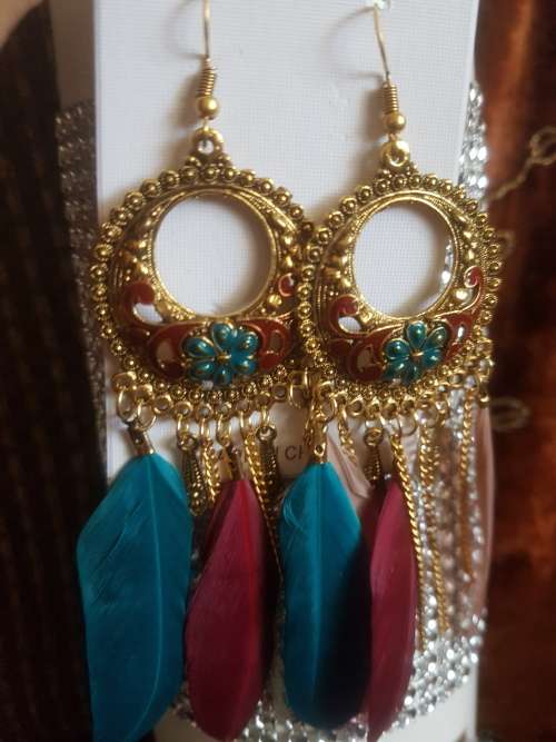 Fashion Bohemian Feather Tassel Dangle Earrings