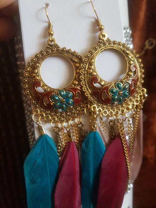 Fashion Bohemian Feather Tassel Dangle Earrings
