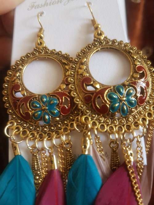 Fashion Bohemian Feather Tassel Dangle Earrings