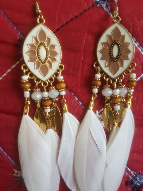 Fashion Bohemian Feather Tassel Dangle Earrings