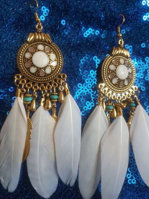Fashion Bohemian Feather Tassel Dangle Earrings