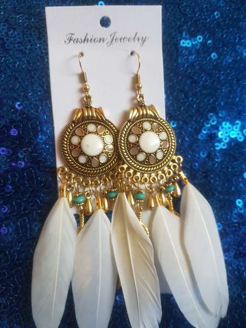 Fashion Bohemian Feather Tassel Dangle Earrings