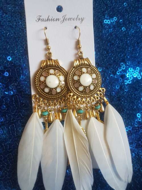 Fashion Bohemian Feather Tassel Dangle Earrings