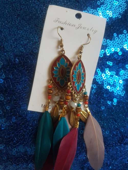Fashion Bohemian Feather Tassel Dangle Earrings