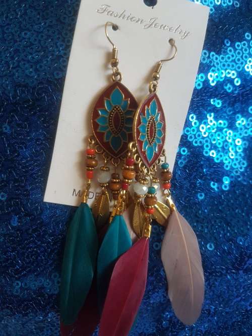 Fashion Bohemian Feather Tassel Dangle Earrings