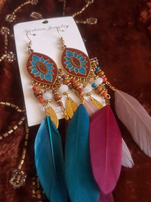 Fashion Bohemian Feather Tassel Dangle Earrings