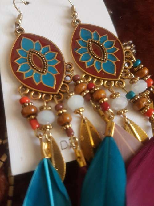 Fashion Bohemian Feather Tassel Dangle Earrings