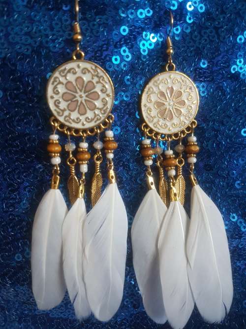 Fashion Bohemian Feather Tassel Dangle Earrings