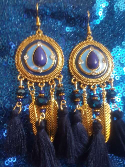 Fashion Bohemian Feather Tassel Dangle Earrings