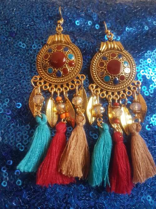 Fashion Bohemian Feather Tassel Dangle Earrings