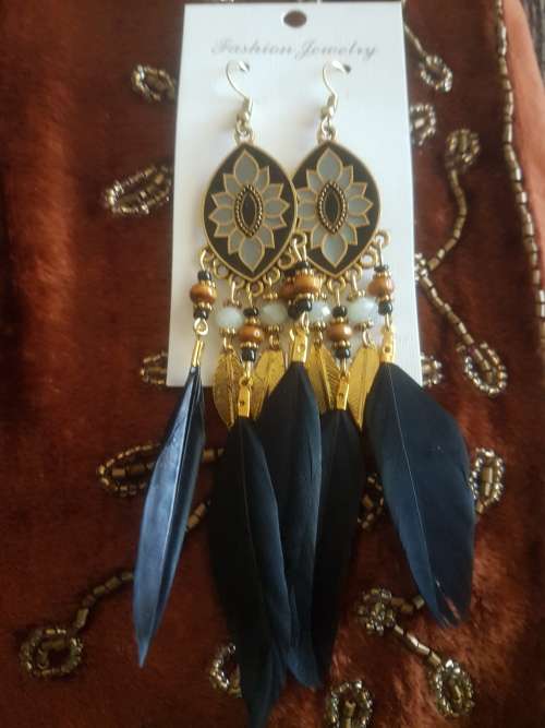 Fashion Bohemian Feather Tassel Dangle Earrings