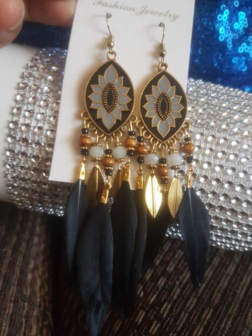 Fashion Bohemian Feather Tassel Dangle Earrings