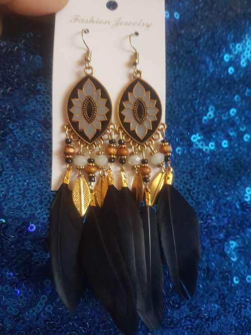 Fashion Bohemian Feather Tassel Dangle Earrings