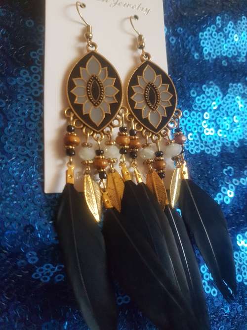 Fashion Bohemian Feather Tassel Dangle Earrings