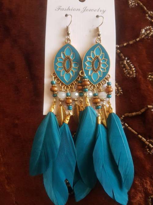 Fashion Bohemian Feather Tassel Dangle Earrings