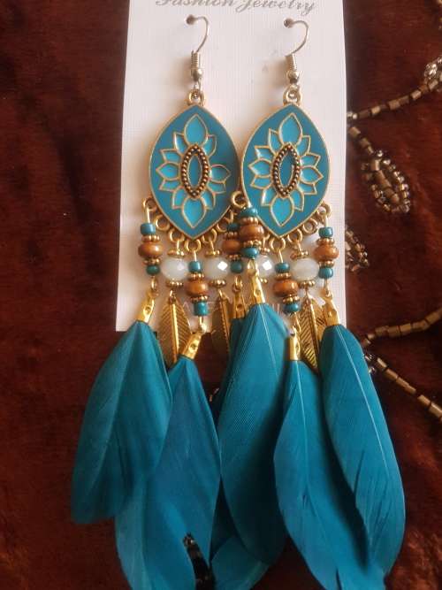 Fashion Bohemian Feather Tassel Dangle Earrings